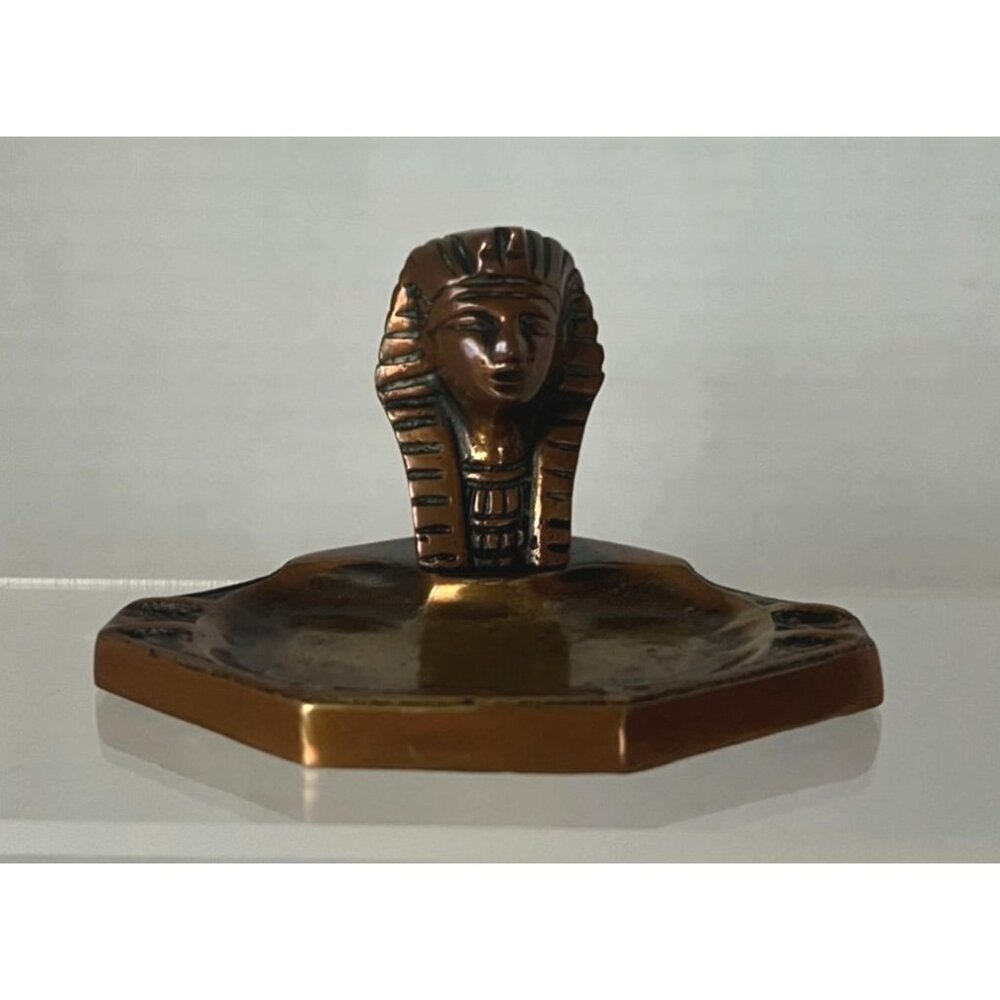 Vintage Egyptian Pharaoh & Queen Brass Figurines Miniature Collectibles - Picture 5 of 15